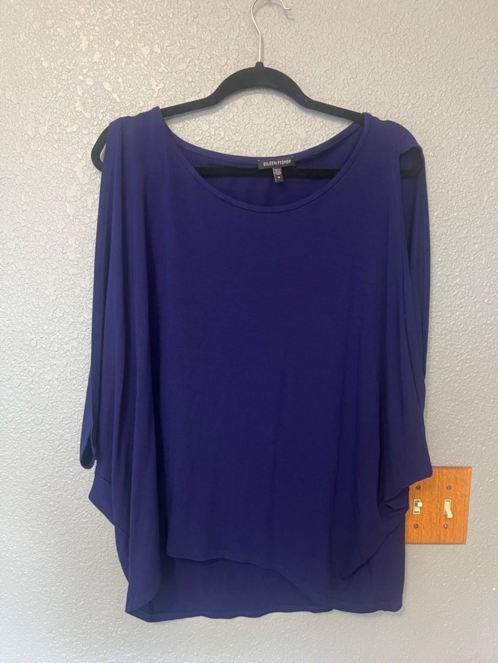 Eileen Fisher Royal Blue Cold Shoulder Batwing Tunic Top Size M T2858M